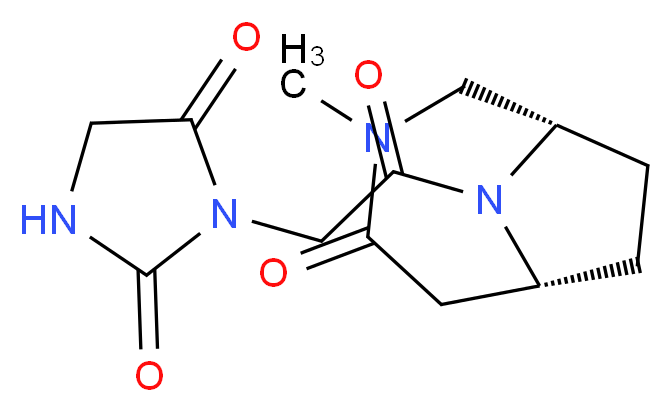 3-{2-[(1S*,6R*)-3-methyl-4-oxo-3,9-diazabicyclo[4.2.1]non-9-yl]-2-oxoethyl}imidazolidine-2,4-dione_分子结构_CAS_)
