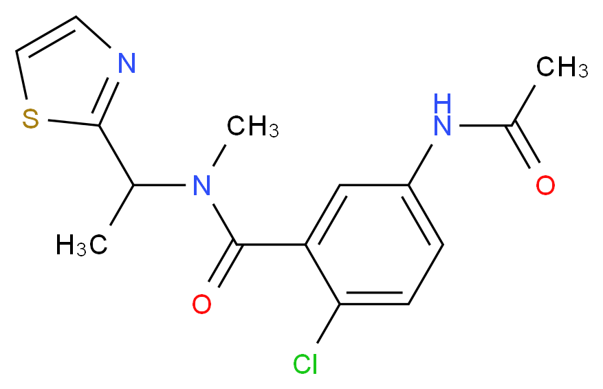 5-(acetylamino)-2-chloro-N-methyl-N-[1-(1,3-thiazol-2-yl)ethyl]benzamide_分子结构_CAS_)