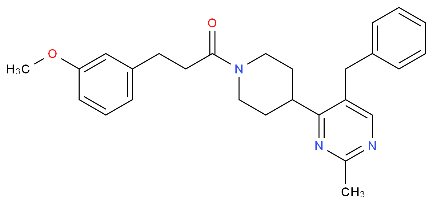 5-benzyl-4-{1-[3-(3-methoxyphenyl)propanoyl]-4-piperidinyl}-2-methylpyrimidine_分子结构_CAS_)