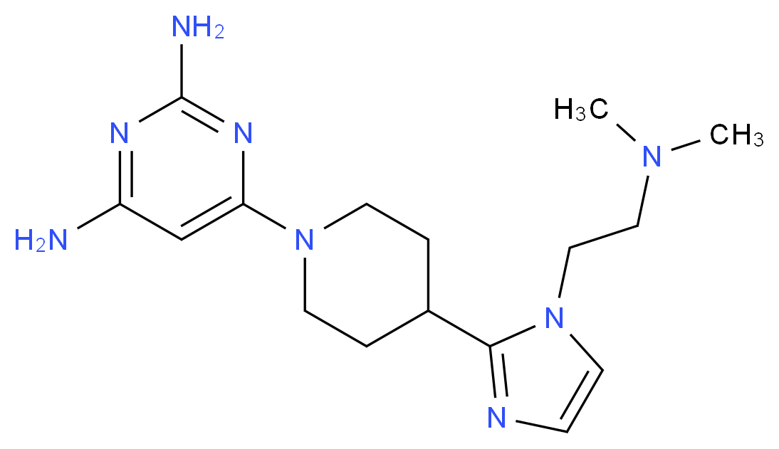 6-(4-{1-[2-(dimethylamino)ethyl]-1H-imidazol-2-yl}piperidin-1-yl)pyrimidine-2,4-diamine_分子结构_CAS_)