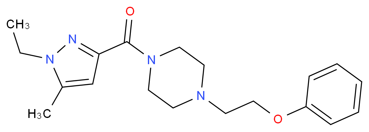 1-[(1-ethyl-5-methyl-1H-pyrazol-3-yl)carbonyl]-4-(2-phenoxyethyl)piperazine_分子结构_CAS_)