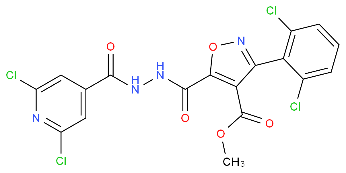 methyl 3-(2,6-dichlorophenyl)-5-({2-[(2,6-dichloro-4-pyridyl)carbonyl]hydrazino}carbonyl)isoxazole-4-carboxylate_分子结构_CAS_)