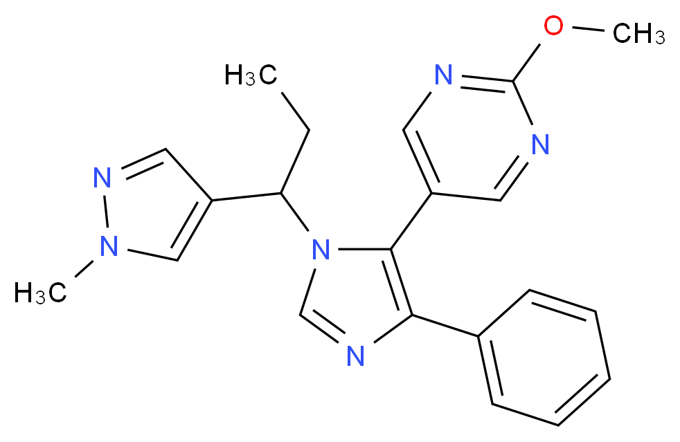 2-methoxy-5-{1-[1-(1-methyl-1H-pyrazol-4-yl)propyl]-4-phenyl-1H-imidazol-5-yl}pyrimidine_分子结构_CAS_)