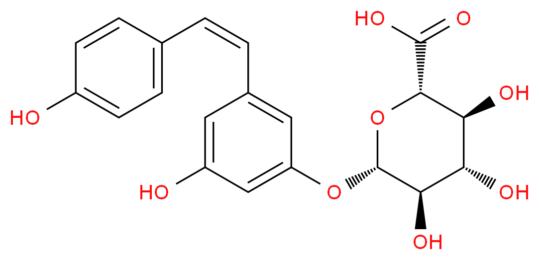 (2S,3S,4S,5R,6S)-3,4,5-trihydroxy-6-{3-hydroxy-5-[(Z)-2-(4-hydroxyphenyl)ethenyl]phenoxy}oxane-2-carboxylic acid_分子结构_CAS_387372-23-8