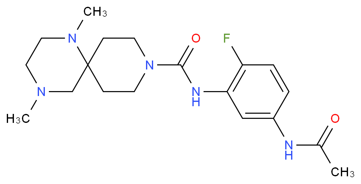 N-[5-(acetylamino)-2-fluorophenyl]-1,4-dimethyl-1,4,9-triazaspiro[5.5]undecane-9-carboxamide_分子结构_CAS_)