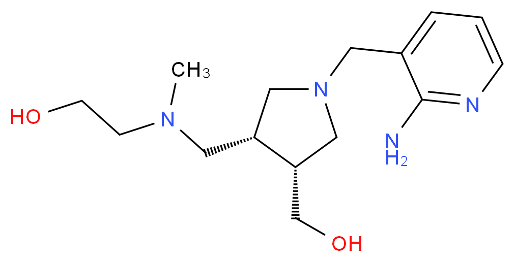 2-[{[(3R*,4R*)-1-[(2-aminopyridin-3-yl)methyl]-4-(hydroxymethyl)pyrrolidin-3-yl]methyl}(methyl)amino]ethanol_分子结构_CAS_)