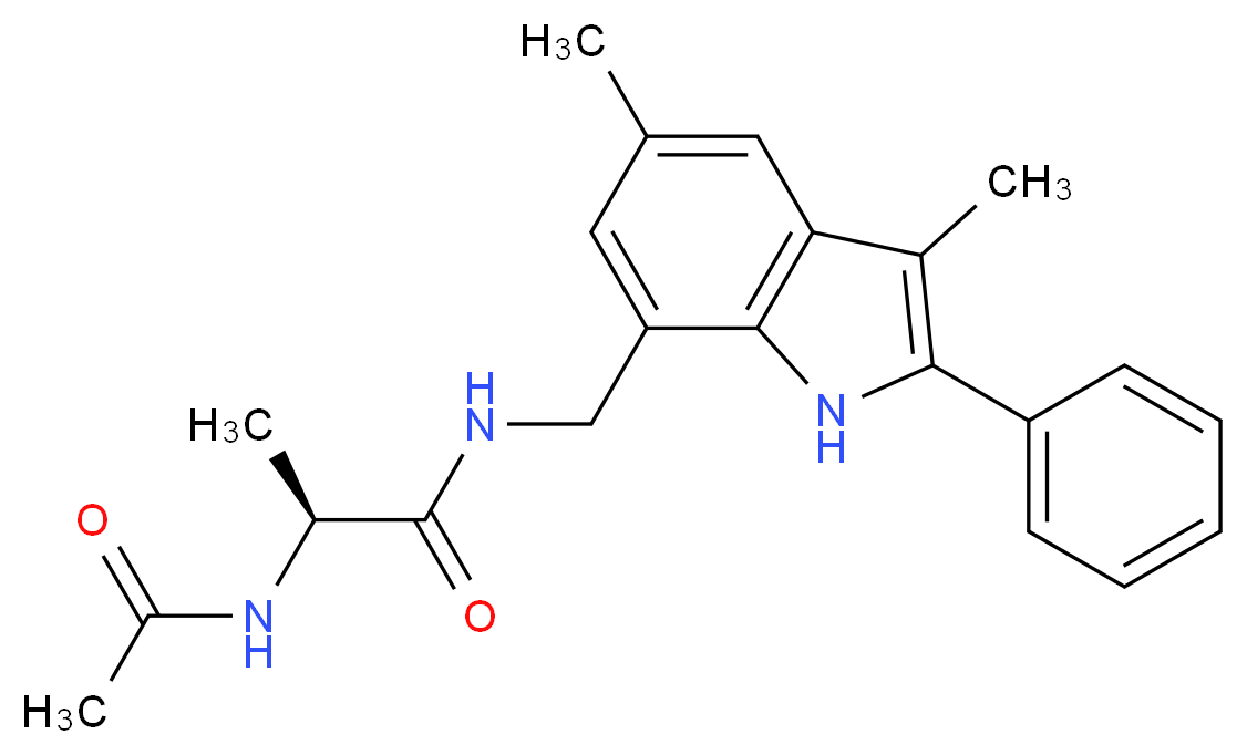 (2S)-2-(acetylamino)-N-[(3,5-dimethyl-2-phenyl-1H-indol-7-yl)methyl]propanamide_分子结构_CAS_)