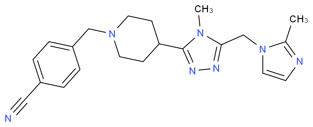 4-[(4-{4-methyl-5-[(2-methyl-1H-imidazol-1-yl)methyl]-4H-1,2,4-triazol-3-yl}piperidin-1-yl)methyl]benzonitrile_分子结构_CAS_)