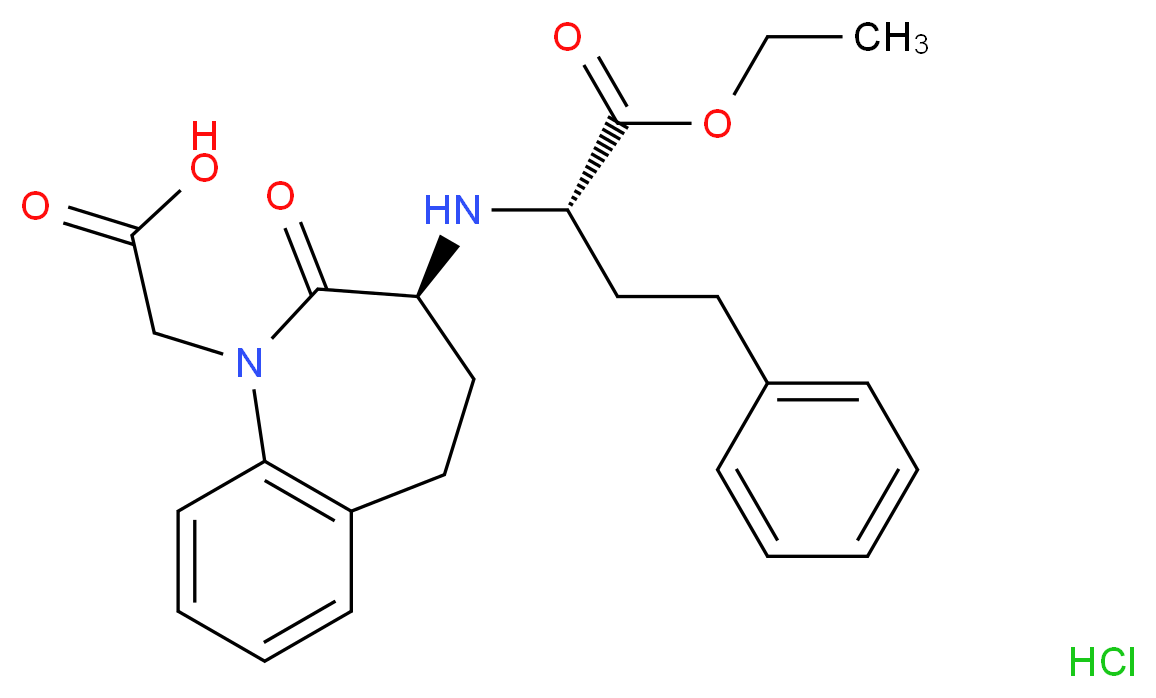 2-((S)-3-(((S)-1-ethoxy-1-oxo-4-phenylbutan-2-yl)amino)-2-oxo-2,3,4,5-tetrahydro-1H-benzo[b]azepin-1-yl)acetic acid hydrochloride_分子结构_CAS_)