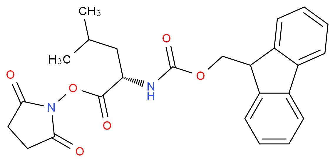 2,5-dioxopyrrolidin-1-yl (2S)-2-{[(9H-fluoren-9-ylmethoxy)carbonyl]amino}-4-methylpentanoate_分子结构_CAS_76542-83-1