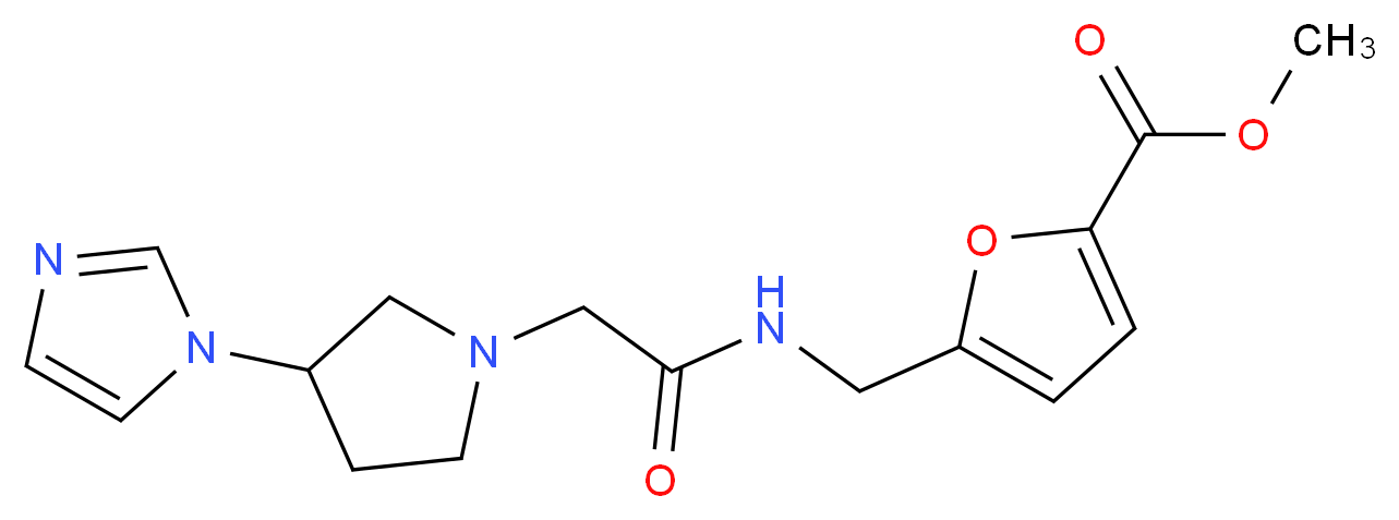 methyl 5-[({[3-(1H-imidazol-1-yl)pyrrolidin-1-yl]acetyl}amino)methyl]-2-furoate_分子结构_CAS_)
