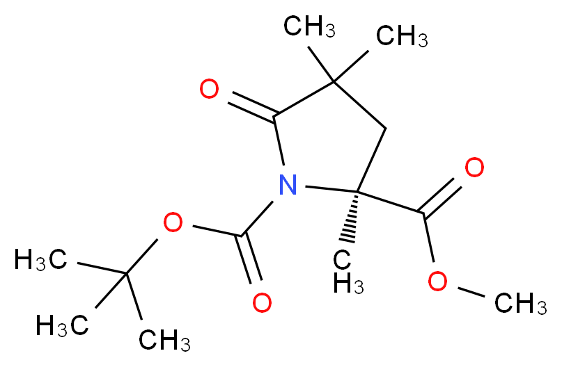 1-tert-butyl 2-methyl (2S)-2,4,4-trimethyl-5-oxopyrrolidine-1,2-dicarboxylate_分子结构_CAS_1217662-00-4