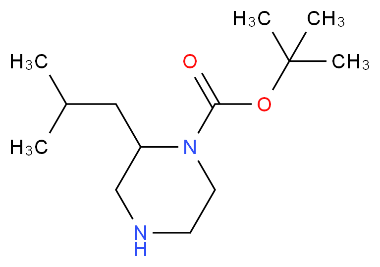 tert-butyl 2-(2-methylpropyl)piperazine-1-carboxylate_分子结构_CAS_1060807-66-0