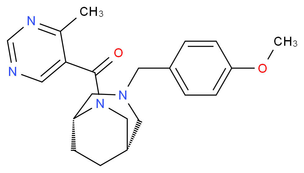 (1S*,5R*)-3-(4-methoxybenzyl)-6-[(4-methyl-5-pyrimidinyl)carbonyl]-3,6-diazabicyclo[3.2.2]nonane_分子结构_CAS_)