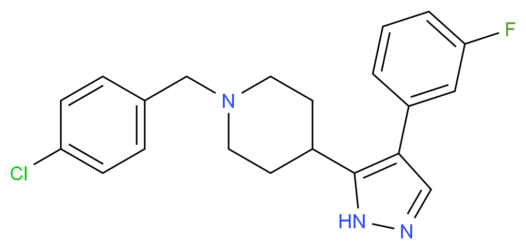 1-(4-chlorobenzyl)-4-[4-(3-fluorophenyl)-1H-pyrazol-5-yl]piperidine_分子结构_CAS_)