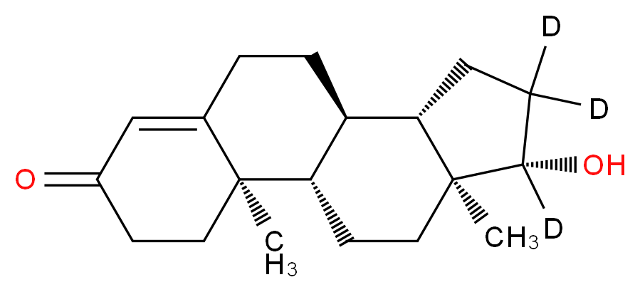 (1S,2R,10R,11S,14S,15S)-14-hydroxy-2,15-dimethyl(13,13,14-<sup>2</sup>H<sub>3</sub>)tetracyclo[8.7.0.0<sup>2</sup>,<sup>7</sup>.0<sup>1</sup><sup>1</sup>,<sup>1</sup><sup>5</sup>]heptadec-6-en-5-one_分子结构_CAS_77546-39-5