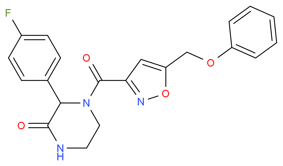 3-(4-fluorophenyl)-4-{[5-(phenoxymethyl)-3-isoxazolyl]carbonyl}-2-piperazinone_分子结构_CAS_)