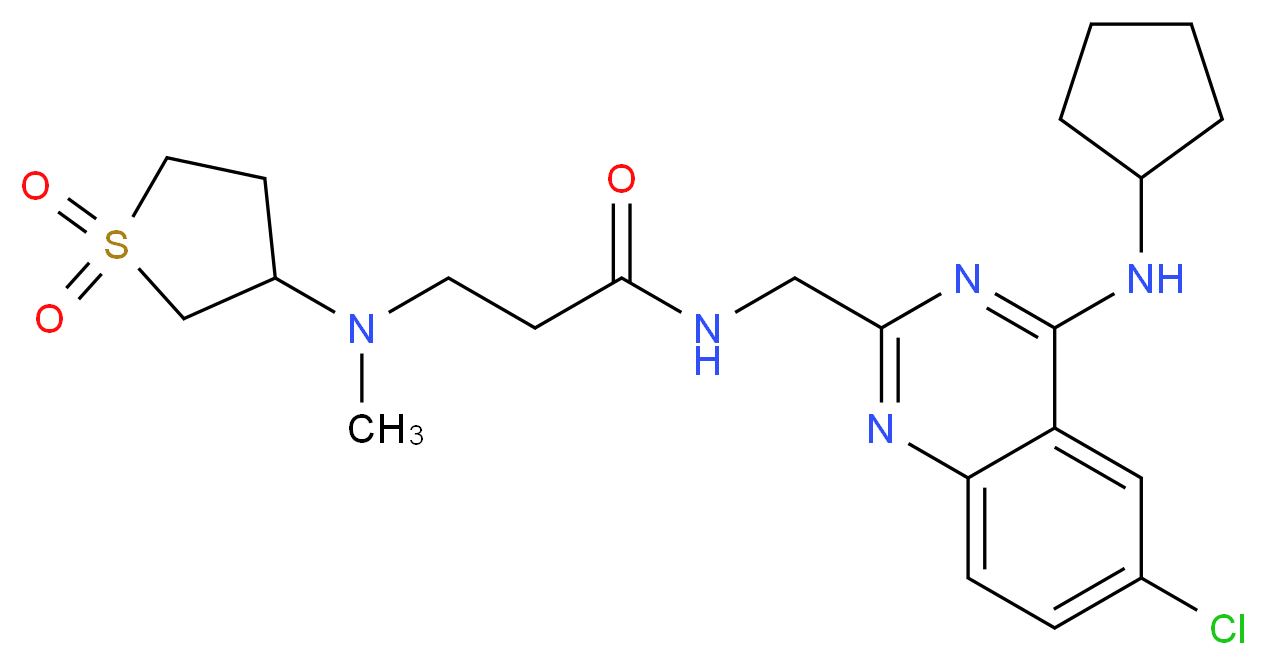 N~1~-{[6-chloro-4-(cyclopentylamino)-2-quinazolinyl]methyl}-N~3~-(1,1-dioxidotetrahydro-3-thienyl)-N~3~-methyl-beta-alaninamide_分子结构_CAS_)