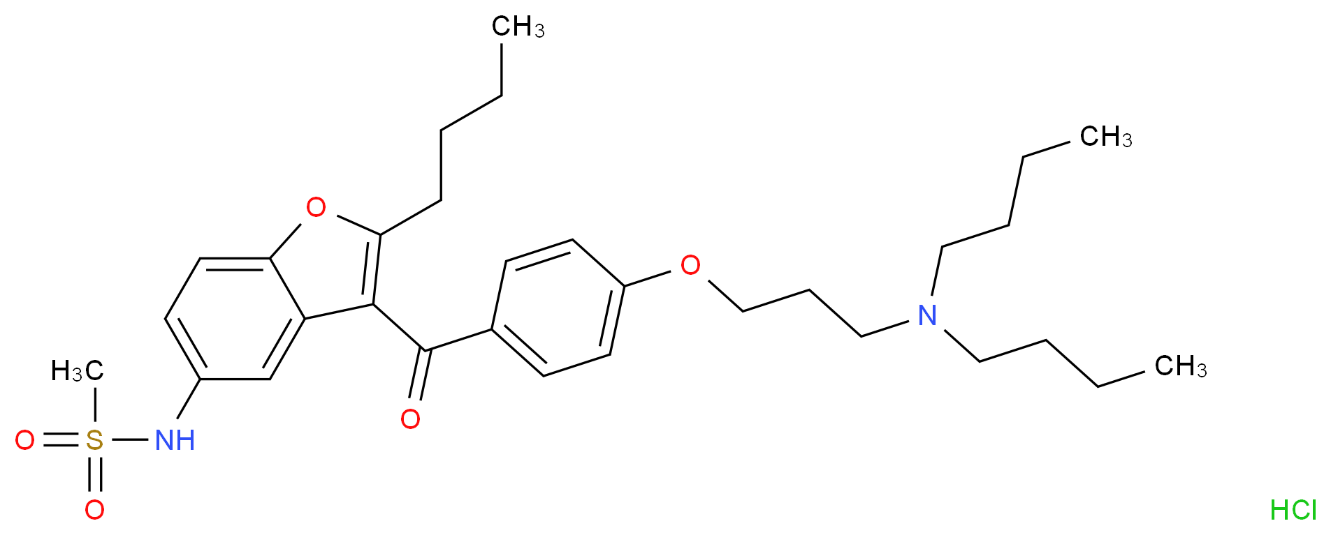 N-(2-Butyl-3-(4-(3-(dibutylamino)propoxy)benzoyl)-benzofuran-5-yl)methanesulfonamide hydrochloride_分子结构_CAS_141625-93-6)