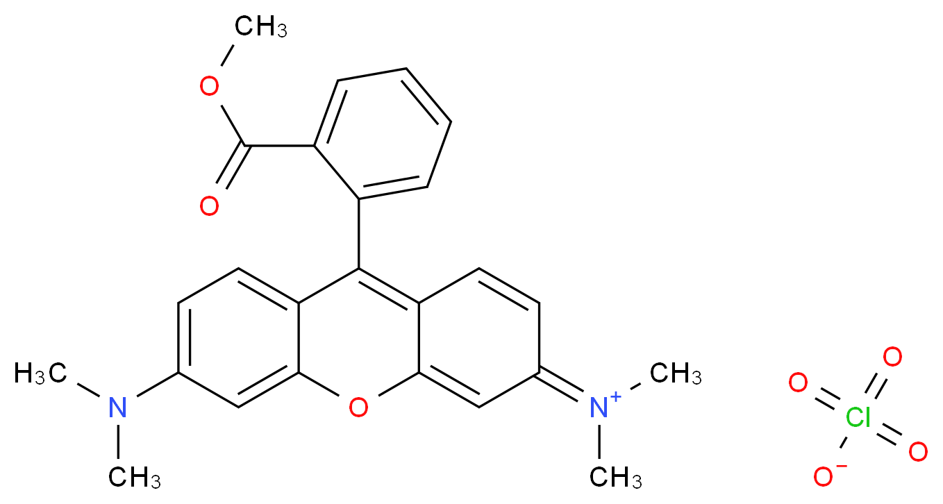 6-(dimethylamino)-9-[2-(methoxycarbonyl)phenyl]-N,N-dimethyl-3H-xanthen-3-iminium perchlorate_分子结构_CAS_115532-50-8