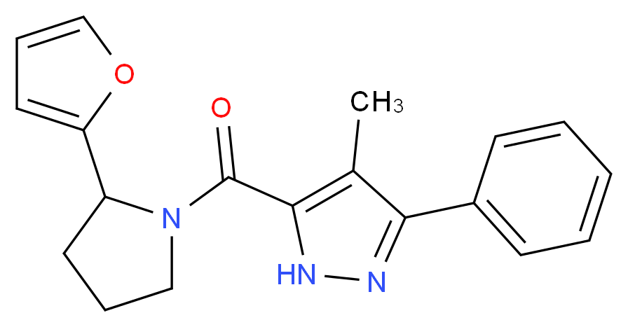5-{[2-(2-furyl)pyrrolidin-1-yl]carbonyl}-4-methyl-3-phenyl-1H-pyrazole_分子结构_CAS_)