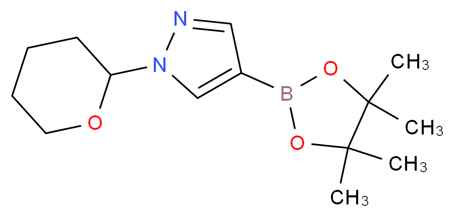 1-(oxan-2-yl)-4-(tetramethyl-1,3,2-dioxaborolan-2-yl)-1H-pyrazole_分子结构_CAS_1003846-21-6