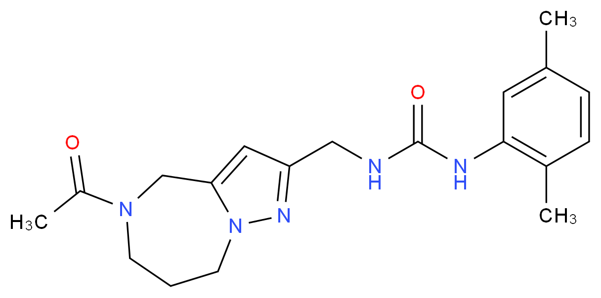 N-[(5-acetyl-5,6,7,8-tetrahydro-4H-pyrazolo[1,5-a][1,4]diazepin-2-yl)methyl]-N'-(2,5-dimethylphenyl)urea_分子结构_CAS_)