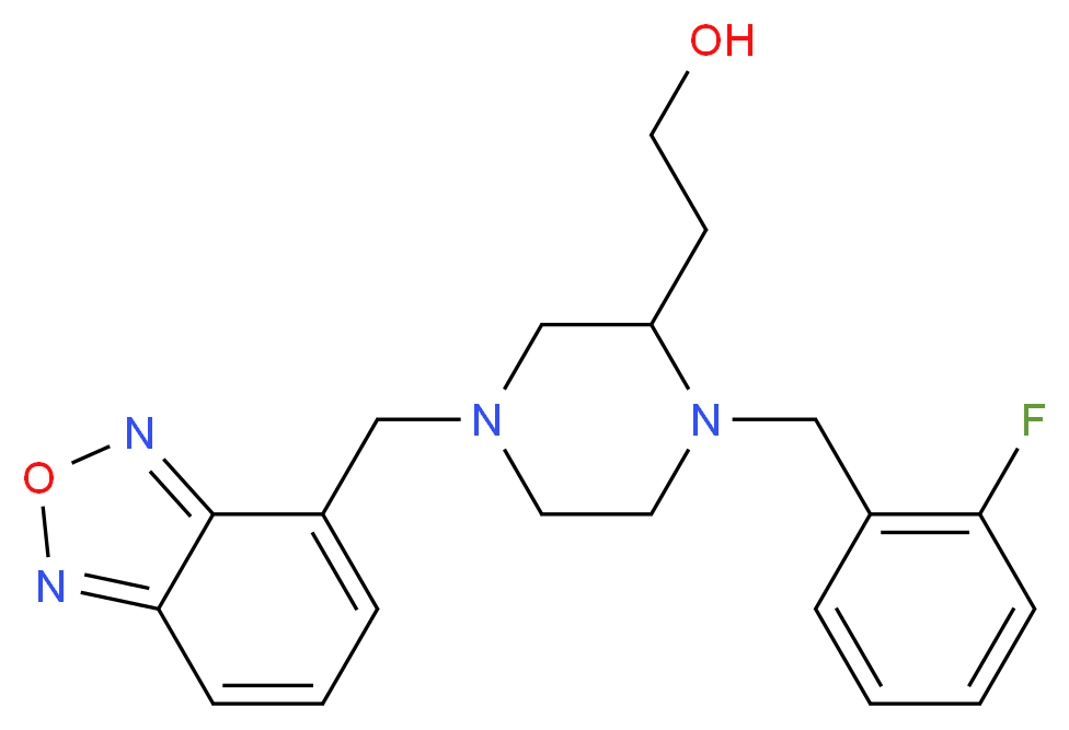 2-[4-(2,1,3-benzoxadiazol-4-ylmethyl)-1-(2-fluorobenzyl)-2-piperazinyl]ethanol_分子结构_CAS_)