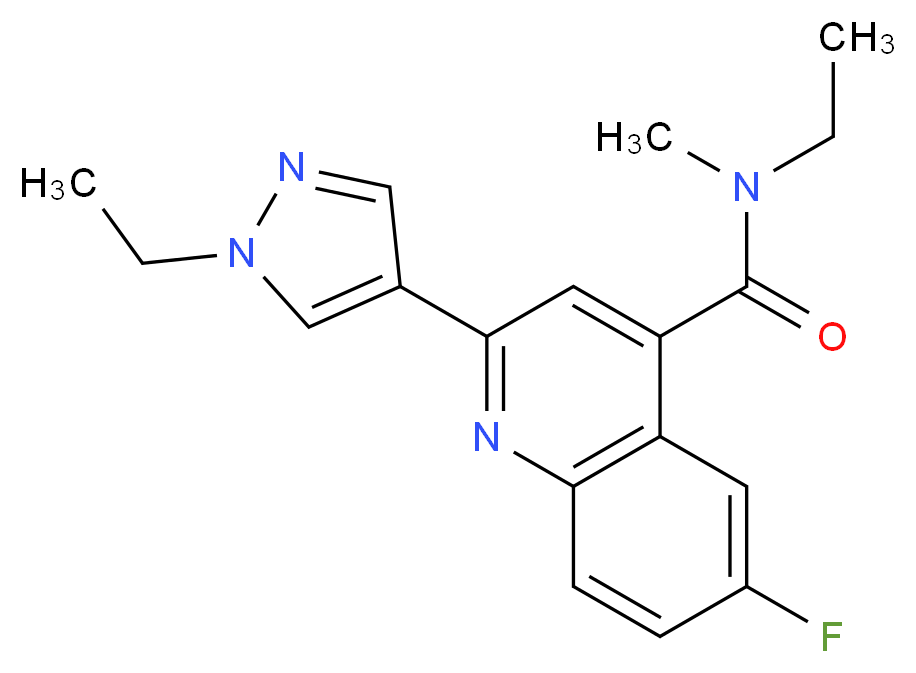 N-ethyl-2-(1-ethyl-1H-pyrazol-4-yl)-6-fluoro-N-methylquinoline-4-carboxamide_分子结构_CAS_)