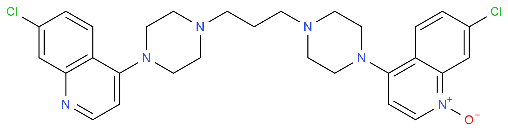 7-chloro-4-(4-{3-[4-(7-chloroquinolin-4-yl)piperazin-1-yl]propyl}piperazin-1-yl)quinolin-1-ium-1-olate_分子结构_CAS_925673-46-7