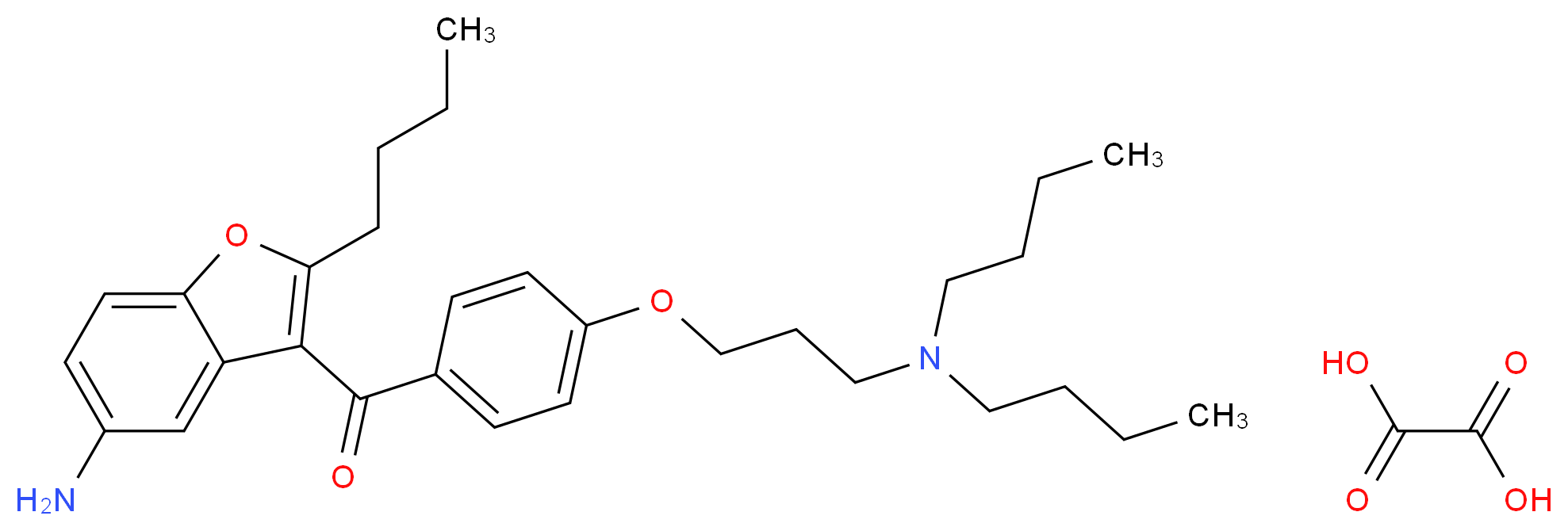 2-butyl-3-{4-[3-(dibutylamino)propoxy]benzoyl}-1-benzofuran-5-amine; oxalic acid_分子结构_CAS_500791-70-8