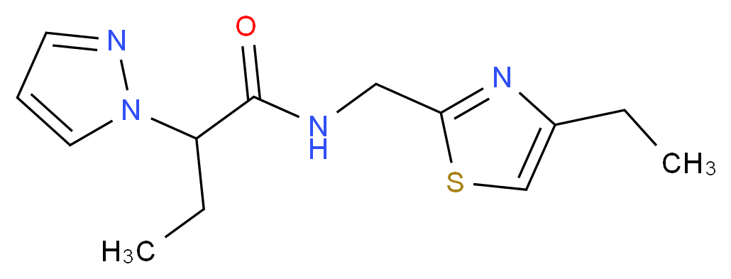N-[(4-ethyl-1,3-thiazol-2-yl)methyl]-2-(1H-pyrazol-1-yl)butanamide_分子结构_CAS_)