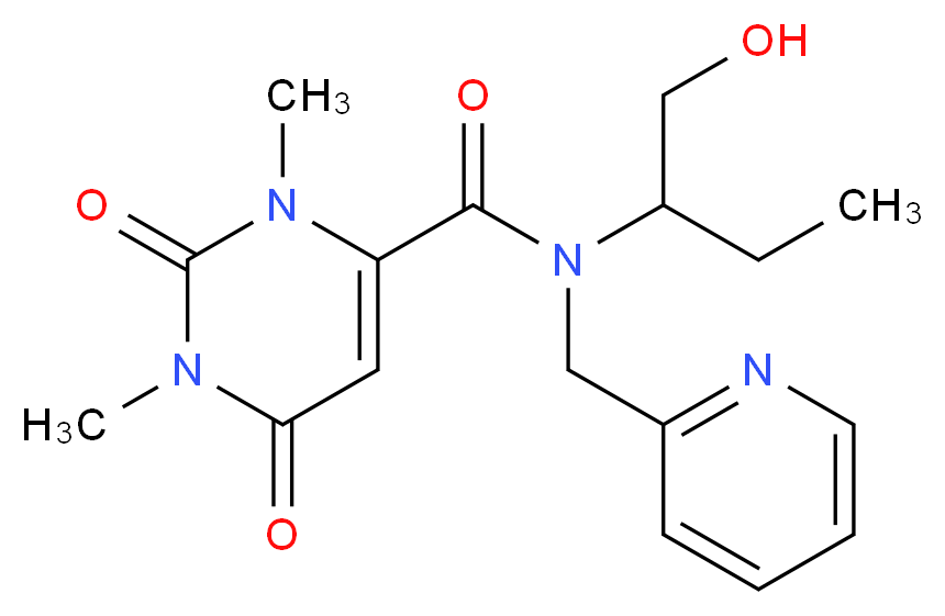 N-[1-(hydroxymethyl)propyl]-1,3-dimethyl-2,6-dioxo-N-(pyridin-2-ylmethyl)-1,2,3,6-tetrahydropyrimidine-4-carboxamide_分子结构_CAS_)