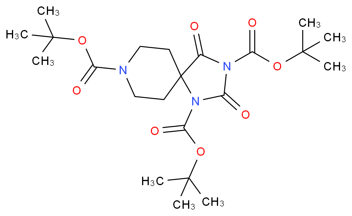 1,3,8-tri-tert-butyl 2,4-dioxo-1,3,8-triazaspiro[4.5]decane-1,3,8-tricarboxylate_分子结构_CAS_183673-68-9