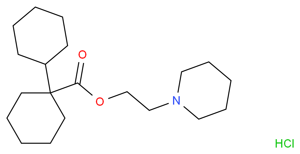 2-(piperidin-1-yl)ethyl 1-cyclohexylcyclohexane-1-carboxylate hydrochloride_分子结构_CAS_5588-25-0