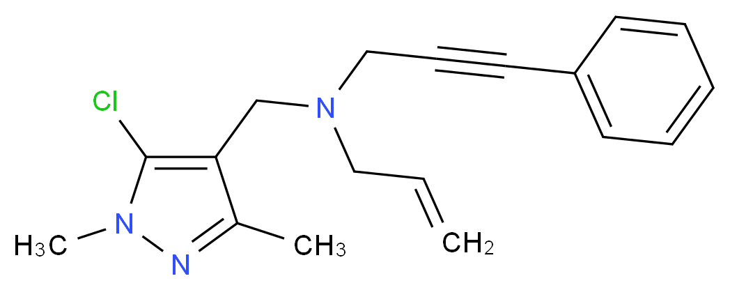 N-[(5-chloro-1,3-dimethyl-1H-pyrazol-4-yl)methyl]-N-(3-phenylprop-2-yn-1-yl)prop-2-en-1-amine_分子结构_CAS_)