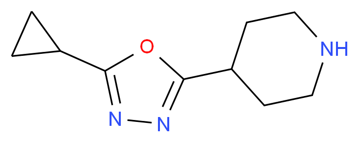 4-(5-cyclopropyl-1,3,4-oxadiazol-2-yl)piperidine_分子结构_CAS_1082828-62-3