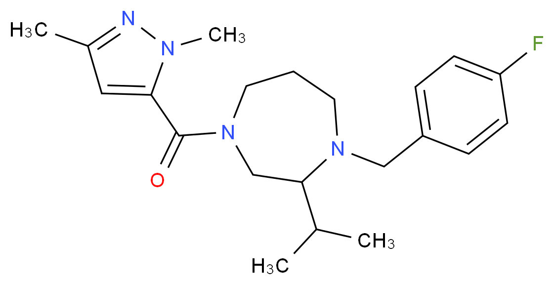 4-[(1,3-dimethyl-1H-pyrazol-5-yl)carbonyl]-1-(4-fluorobenzyl)-2-isopropyl-1,4-diazepane_分子结构_CAS_)