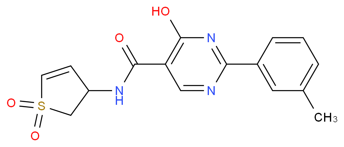 N-(1,1-dioxido-2,3-dihydro-3-thienyl)-4-hydroxy-2-(3-methylphenyl)pyrimidine-5-carboxamide_分子结构_CAS_)