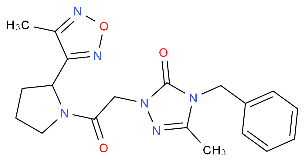4-benzyl-5-methyl-2-{2-[2-(4-methyl-1,2,5-oxadiazol-3-yl)-1-pyrrolidinyl]-2-oxoethyl}-2,4-dihydro-3H-1,2,4-triazol-3-one_分子结构_CAS_)