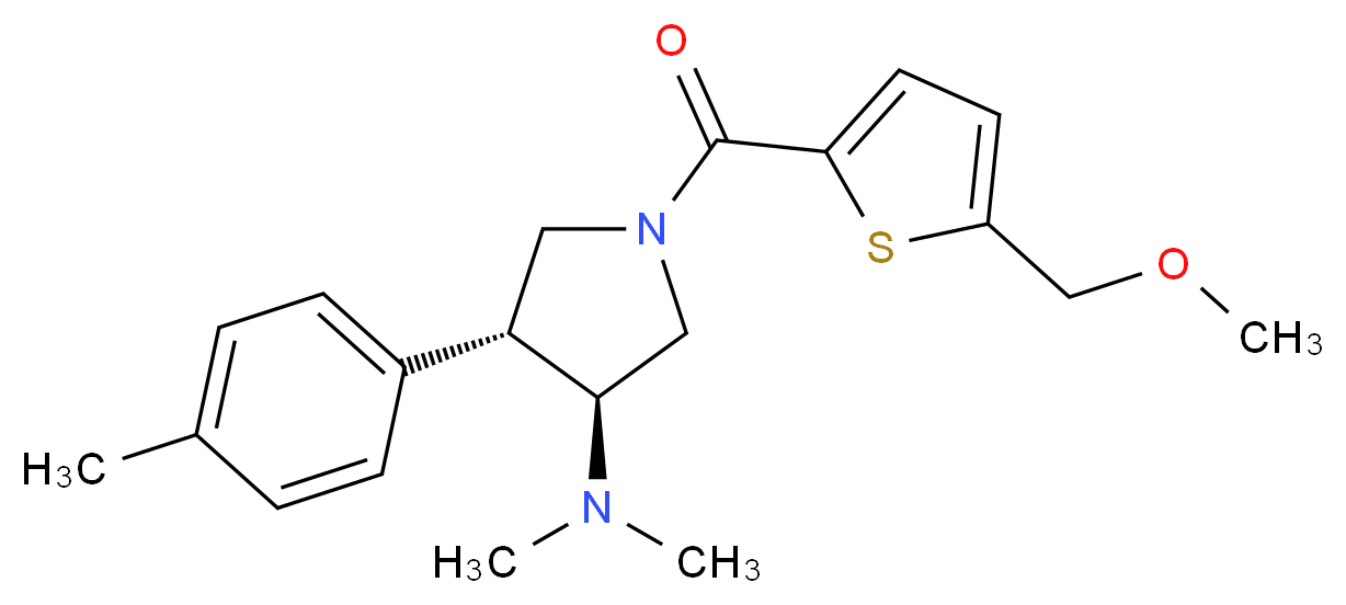 (3S*,4R*)-1-{[5-(methoxymethyl)-2-thienyl]carbonyl}-N,N-dimethyl-4-(4-methylphenyl)-3-pyrrolidinamine_分子结构_CAS_)