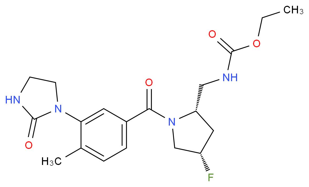 ethyl ({(2S,4S)-4-fluoro-1-[4-methyl-3-(2-oxoimidazolidin-1-yl)benzoyl]pyrrolidin-2-yl}methyl)carbamate_分子结构_CAS_)