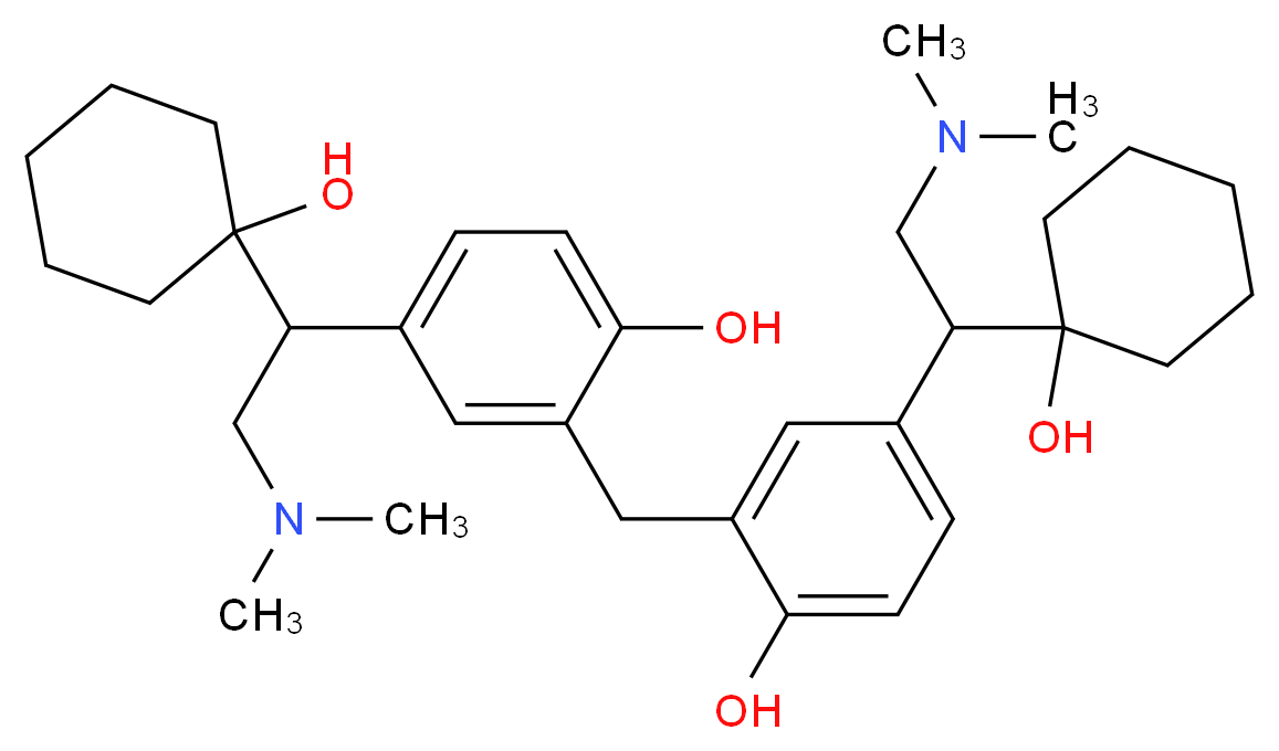 4-[2-(dimethylamino)-1-(1-hydroxycyclohexyl)ethyl]-2-({5-[2-(dimethylamino)-1-(1-hydroxycyclohexyl)ethyl]-2-hydroxyphenyl}methyl)phenol_分子结构_CAS_1187545-62-5