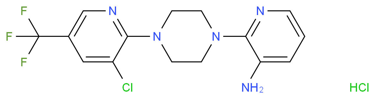 3-Amino-2-[4-[3-chloro-5-(trifluoromethyl)pyridin-2-yl]piperazin-1-yl]pyridine hydrochloride 97%_分子结构_CAS_)