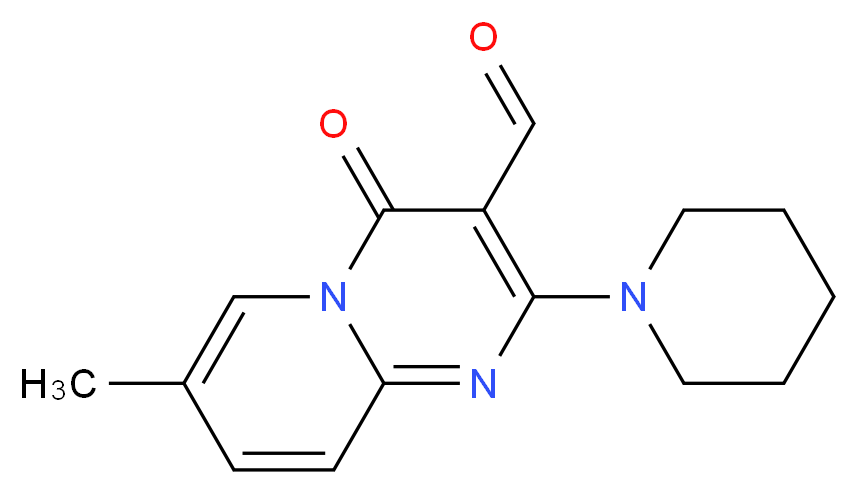 7-methyl-4-oxo-2-(piperidin-1-yl)-4H-pyrido[1,2-a]pyrimidine-3-carbaldehyde_分子结构_CAS_300586-42-9