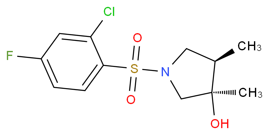 (3R*,4R*)-1-[(2-chloro-4-fluorophenyl)sulfonyl]-3,4-dimethyl-3-pyrrolidinol_分子结构_CAS_)