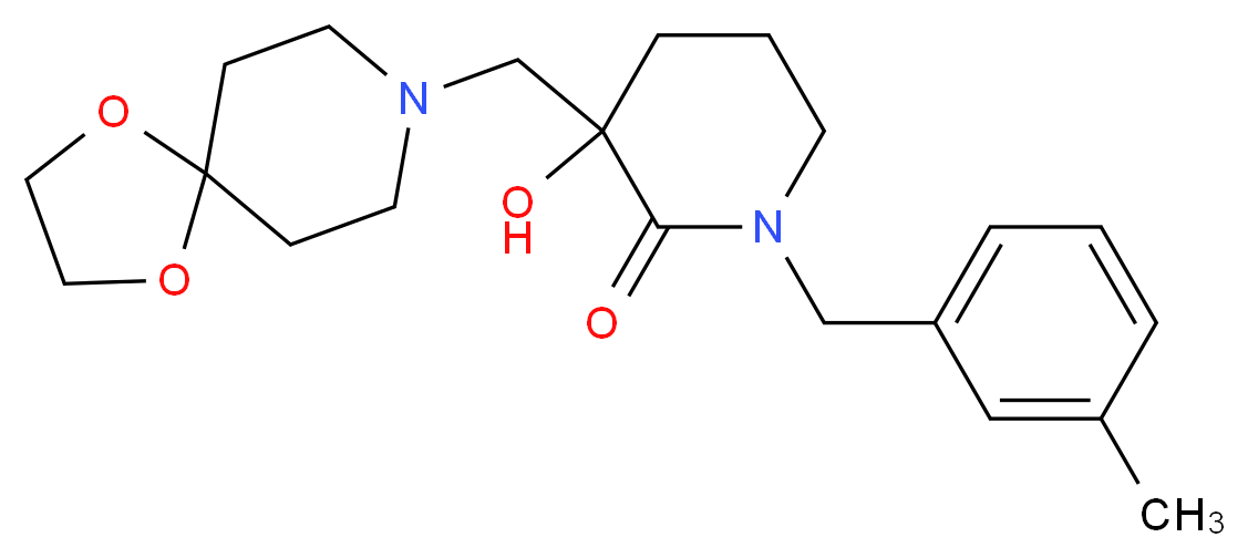 3-(1,4-dioxa-8-azaspiro[4.5]dec-8-ylmethyl)-3-hydroxy-1-(3-methylbenzyl)-2-piperidinone_分子结构_CAS_)