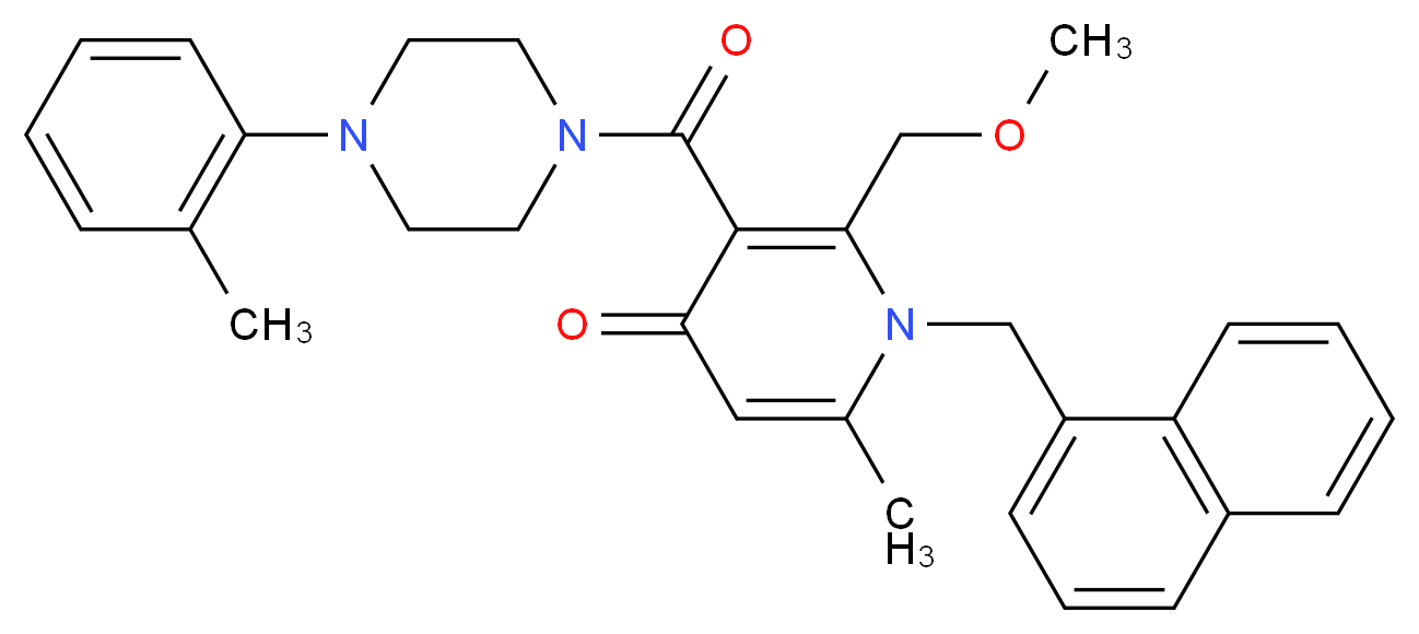 2-(methoxymethyl)-6-methyl-3-{[4-(2-methylphenyl)-1-piperazinyl]carbonyl}-1-(1-naphthylmethyl)-4(1H)-pyridinone_分子结构_CAS_)