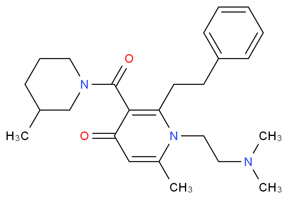 1-[2-(dimethylamino)ethyl]-6-methyl-3-[(3-methyl-1-piperidinyl)carbonyl]-2-(2-phenylethyl)-4(1H)-pyridinone_分子结构_CAS_)