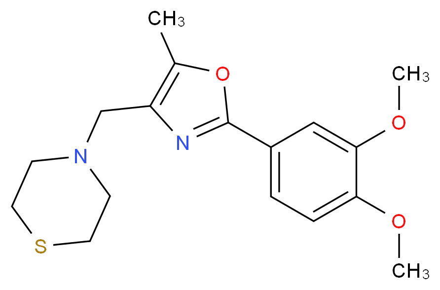 4-{[2-(3,4-dimethoxyphenyl)-5-methyl-1,3-oxazol-4-yl]methyl}thiomorpholine_分子结构_CAS_)